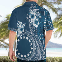 Kia Orana Cook Islands Hawaiian Shirt Tiare and Stars - Navy Blue LT7 - Polynesian Pride