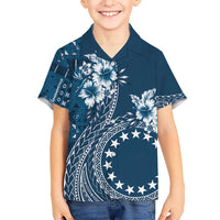 Kia Orana Cook Islands Hawaiian Shirt Tiare and Stars - Navy Blue LT7 - Polynesian Pride