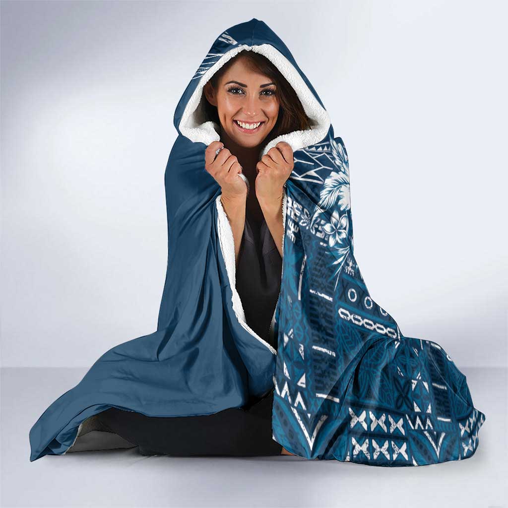 Kia Orana Cook Islands Hooded Blanket Tiare and Stars - Navy Blue LT7 - Polynesian Pride