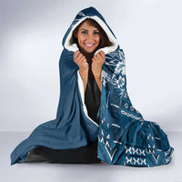 Kia Orana Cook Islands Hooded Blanket Tiare and Stars - Navy Blue LT7 - Polynesian Pride