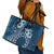 Kia Orana Cook Islands Leather Tote Bag Tiare and Stars - Navy Blue