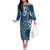 Kia Orana Cook Islands Off The Shoulder Long Sleeve Dress Tiare and Stars - Navy Blue