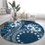 Kia Orana Cook Islands Round Carpet Tiare and Stars - Navy Blue