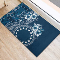 Kia Orana Cook Islands Rubber Doormat Tiare and Stars - Navy Blue LT7 - Polynesian Pride