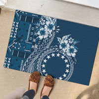 Kia Orana Cook Islands Rubber Doormat Tiare and Stars - Navy Blue LT7 - Polynesian Pride