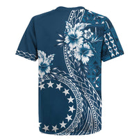 Kia Orana Cook Islands Rugby Jersey Tiare and Stars - Navy Blue LT7 - Polynesian Pride
