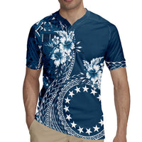 Kia Orana Cook Islands Rugby Jersey Tiare and Stars - Navy Blue LT7 - Polynesian Pride