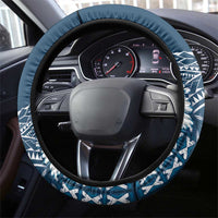 Kia Orana Cook Islands Steering Wheel Cover Tiare and Stars - Navy Blue LT7 - Polynesian Pride