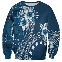 Kia Orana Cook Islands Sweatshirt Tiare and Stars - Navy Blue LT7 Unisex Navy Blue - Polynesian Pride