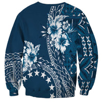 Kia Orana Cook Islands Sweatshirt Tiare and Stars - Navy Blue LT7 - Polynesian Pride