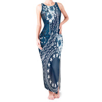 Kia Orana Cook Islands Tank Maxi Dress Tiare and Stars - Navy Blue LT7 Women Navy Blue - Polynesian Pride