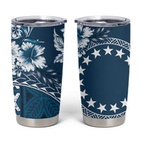 Kia Orana Cook Islands Tumbler Cup Tiare & Stars - Navy Blue LT7 Navy Blue - Polynesian Pride