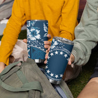 Kia Orana Cook Islands Tumbler Cup Tiare & Stars - Navy Blue LT7 - Polynesian Pride