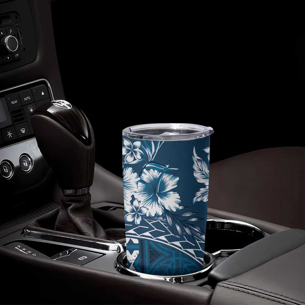 Kia Orana Cook Islands Tumbler Cup Tiare & Stars - Navy Blue LT7 - Polynesian Pride