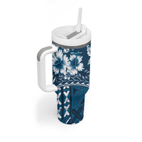 Kia Orana Cook Islands Tumbler With Handle Tiare & Stars - Navy Blue LT7 - Polynesian Pride