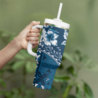 Kia Orana Cook Islands Tumbler With Handle Tiare & Stars - Navy Blue LT7 - Polynesian Pride