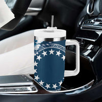 Kia Orana Cook Islands Tumbler With Handle Tiare & Stars - Navy Blue LT7 - Polynesian Pride