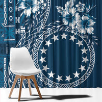 Kia Orana Cook Islands Window Curtain Tiare and Stars - Navy Blue LT7 - Polynesian Pride