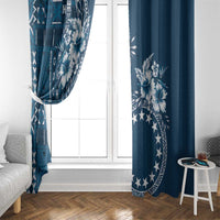 Kia Orana Cook Islands Window Curtain Tiare and Stars - Navy Blue LT7 - Polynesian Pride