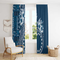 Kia Orana Cook Islands Window Curtain Tiare and Stars - Navy Blue LT7 - Polynesian Pride