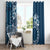 Kia Orana Cook Islands Window Curtain Tiare and Stars - Navy Blue