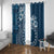 Kia Orana Cook Islands Window Curtain Tiare and Stars - Navy Blue