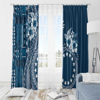 Kia Orana Cook Islands Window Curtain Tiare and Stars - Navy Blue LT7 - Polynesian Pride
