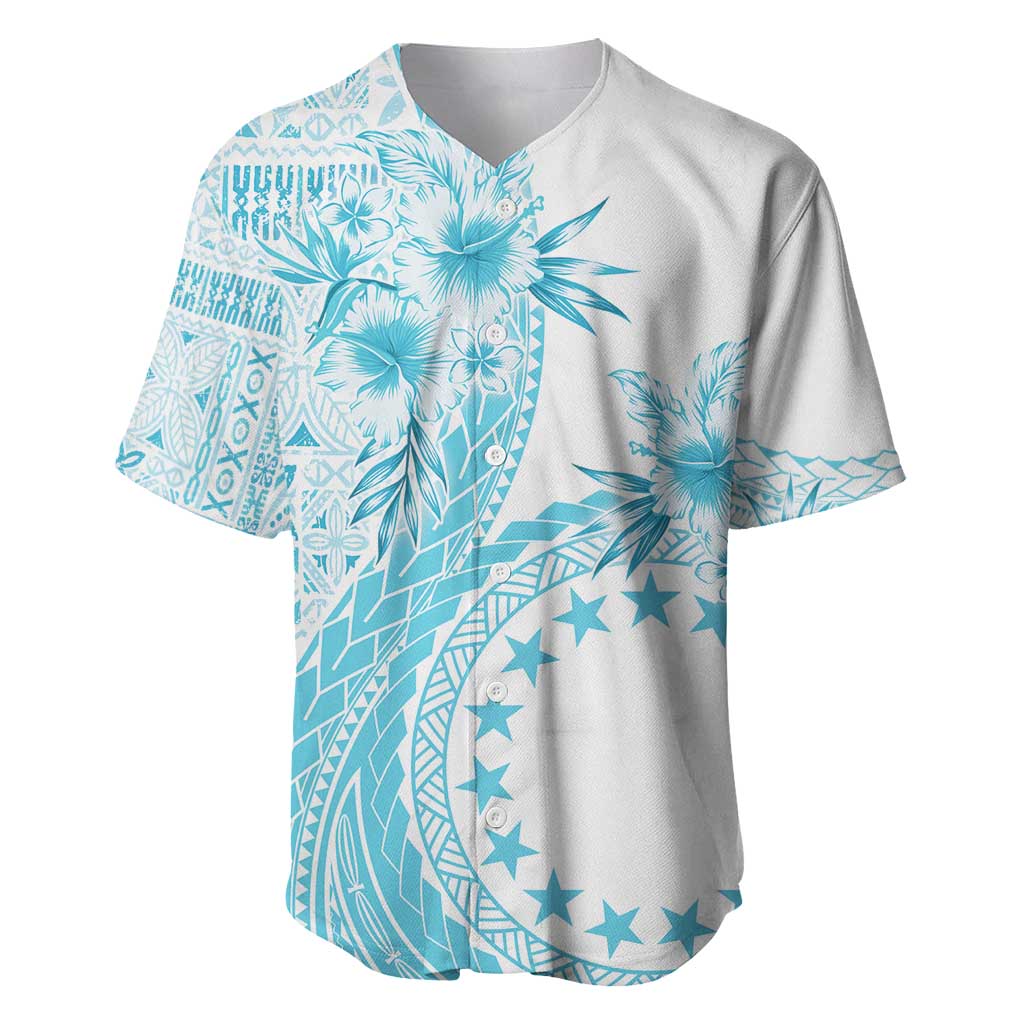 Kia Orana Cook Islands Baseball Jersey Tiare and Stars - Turquoise