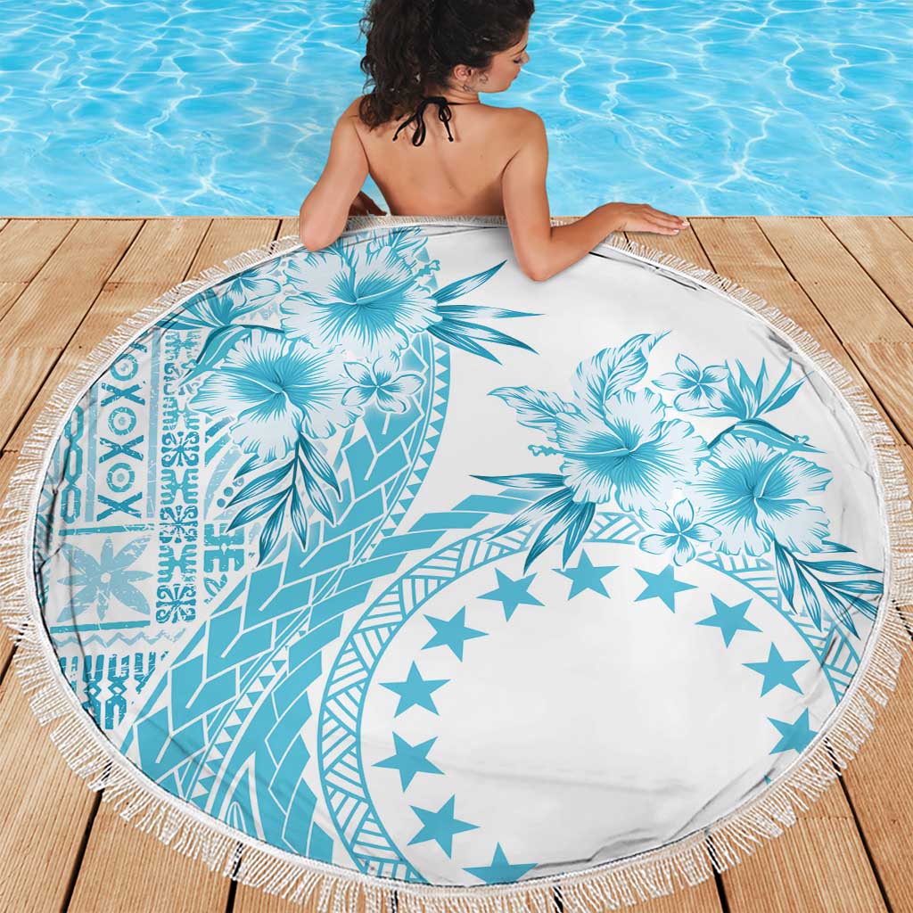 Kia Orana Cook Islands Beach Blanket Tiare and Stars - Turquoise LT7 - Polynesian Pride