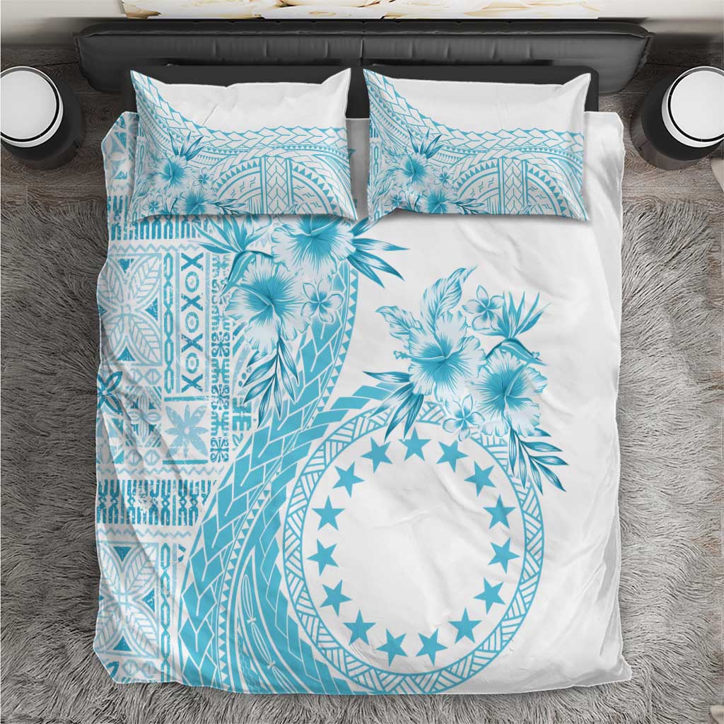 Kia Orana Cook Islands Bedding Set Tiare and Stars - Turquoise