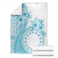 Kia Orana Cook Islands Blanket Tiare and Stars - Turquoise LT7 - Polynesian Pride