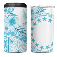 Kia Orana Cook Islands 4 in 1 Can Cooler Tumbler Tiare & Stars - Turquoise