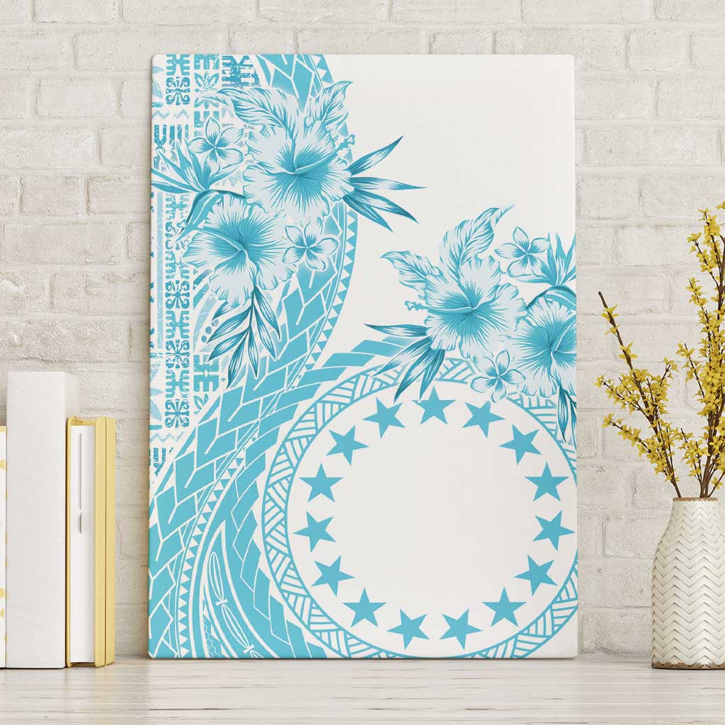 Kia Orana Cook Islands Canvas Wall Art Tiare and Stars - Turquoise LT7 Without Frame Turquoise - Polynesian Pride
