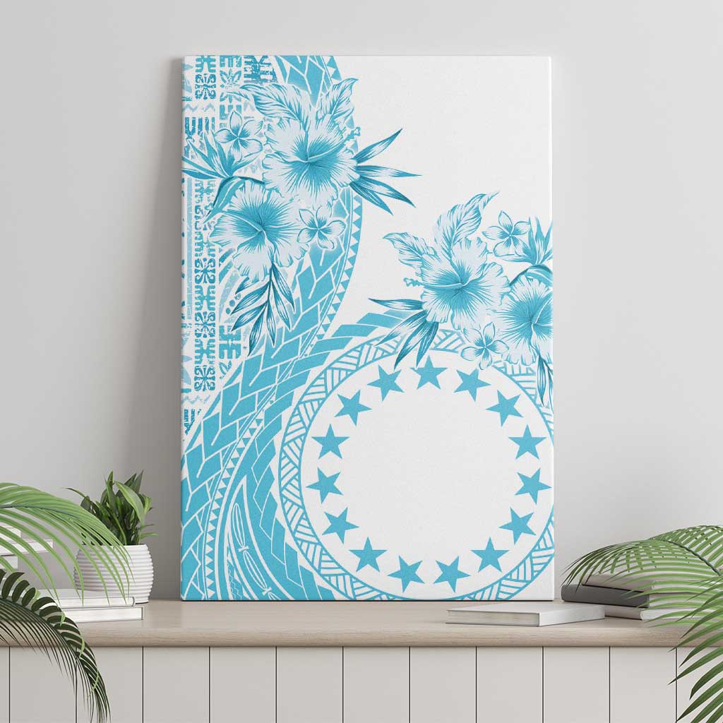 Kia Orana Cook Islands Canvas Wall Art Tiare and Stars - Turquoise LT7 - Polynesian Pride