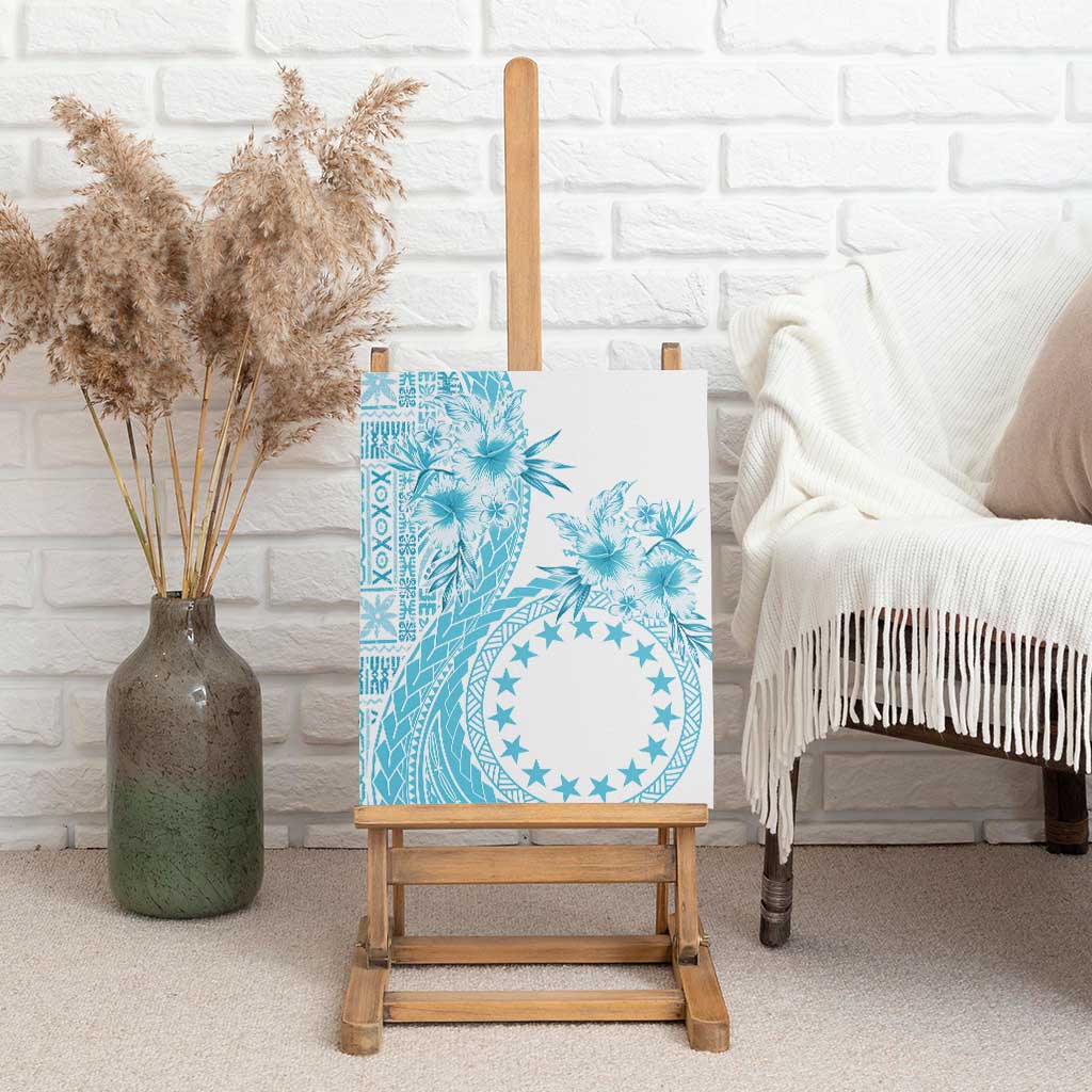 Kia Orana Cook Islands Canvas Wall Art Tiare and Stars - Turquoise LT7 - Polynesian Pride