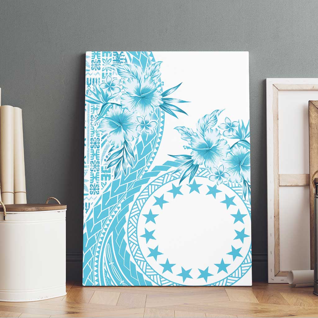 Kia Orana Cook Islands Canvas Wall Art Tiare and Stars - Turquoise LT7 - Polynesian Pride