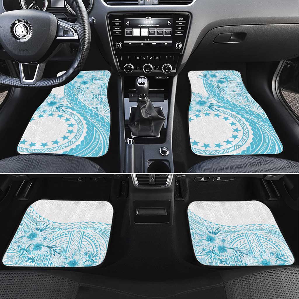 Kia Orana Cook Islands Car Mats Tiare and Stars - Turquoise LT7 Set 4pcs Turquoise - Polynesian Pride