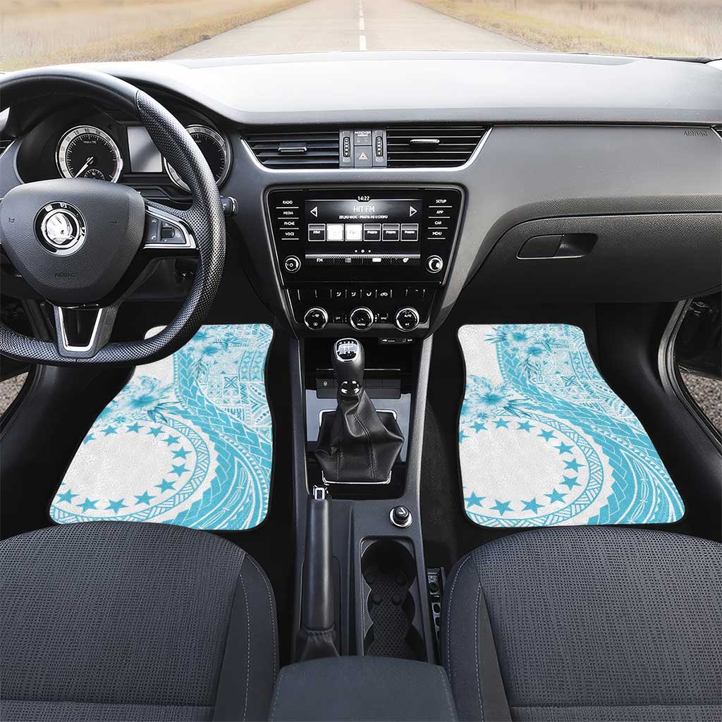 Kia Orana Cook Islands Car Mats Tiare and Stars - Turquoise LT7 Set 2pcs - Front Turquoise - Polynesian Pride