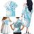 Kia Orana Cook Islands Family Matching Off The Shoulder Long Sleeve Dress and Hawaiian Shirt Tiare and Stars - Turquoise