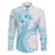 Kia Orana Cook Islands Family Matching Off The Shoulder Long Sleeve Dress and Hawaiian Shirt Tiare and Stars - Turquoise