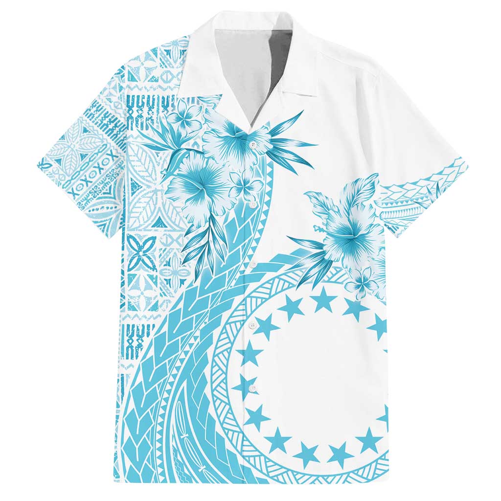 Kia Orana Cook Islands Family Matching Off Shoulder Maxi Dress and Hawaiian Shirt Tiare and Stars - Turquoise