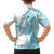 Kia Orana Cook Islands Family Matching Off Shoulder Short Dress and Hawaiian Shirt Tiare and Stars - Turquoise
