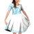 Kia Orana Cook Islands Family Matching Off Shoulder Short Dress and Hawaiian Shirt Tiare and Stars - Turquoise