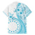 Kia Orana Cook Islands Family Matching Off Shoulder Short Dress and Hawaiian Shirt Tiare and Stars - Turquoise