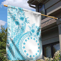 Kia Orana Cook Islands Garden Flag Tiare and Stars - Turquoise LT7 - Polynesian Pride