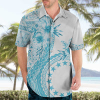 Kia Orana Cook Islands Hawaiian Shirt Tiare and Stars - Turquoise LT7 - Polynesian Pride