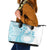 Kia Orana Cook Islands Leather Tote Bag Tiare and Stars - Turquoise