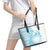 Kia Orana Cook Islands Leather Tote Bag Tiare and Stars - Turquoise