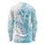 Kia Orana Cook Islands Long Sleeve Shirt Tiare and Stars - Turquoise