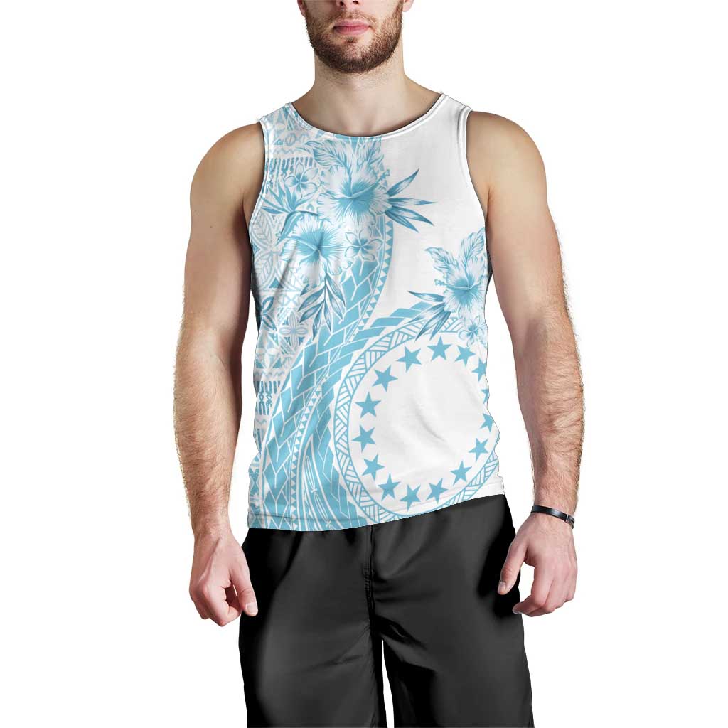 Kia Orana Cook Islands Men Tank Top Tiare and Stars - Turquoise LT7 - Polynesian Pride